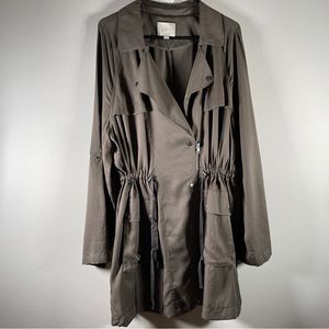 Ann Taylor loft lightweight trench style jacket. Olive color size XL
